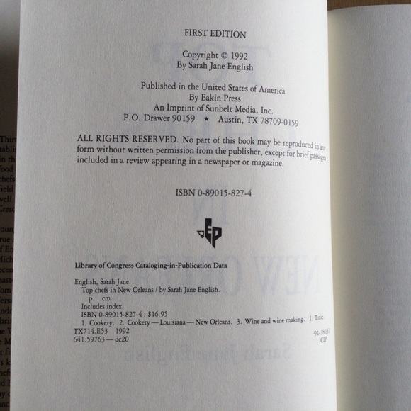 Top Chefs In New Orleans Sarah English Hard Cover First Edition Cookbook 1992 - Picture 11 of 11